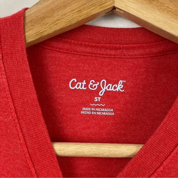 Cat & Jack Long Sleeve Red Dinosaur Christmas Kids Shirt Size 5T - Picture 8 of 16
